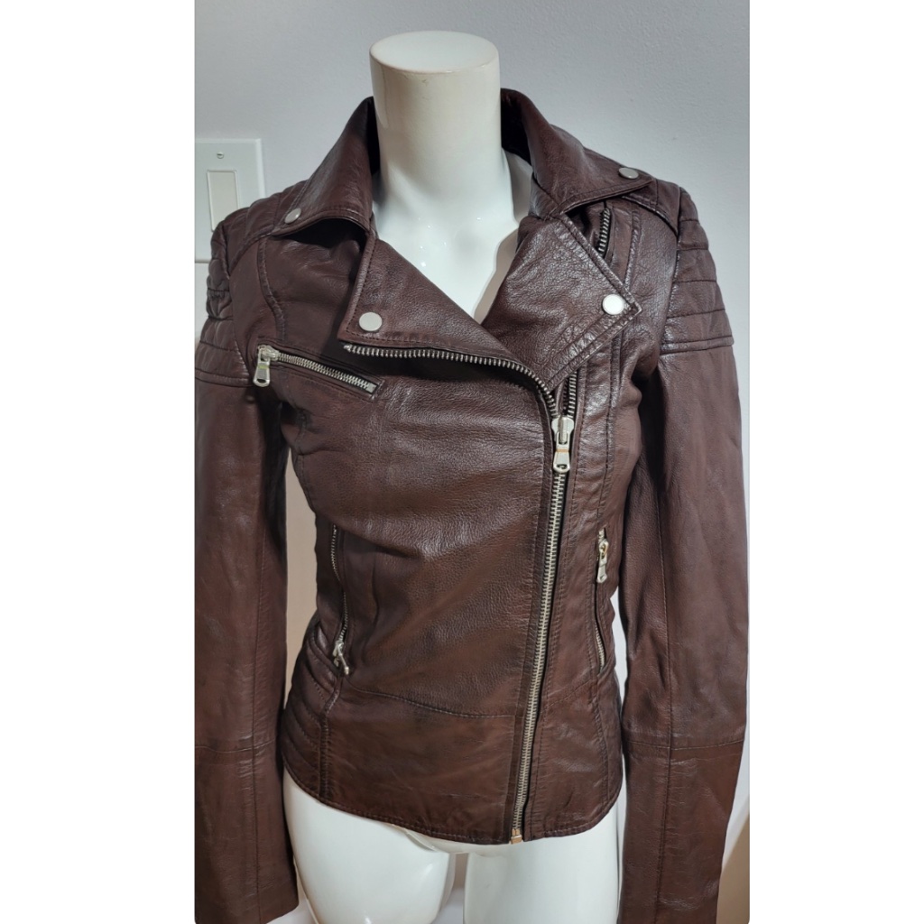 Bod & Christensen Women Brown Leather Fashion Sport Jacket